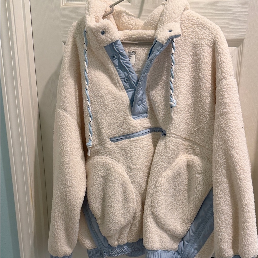 Altar'd State Cream and Blue Sherpa Jacket